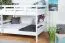 Bunk bed 140 x 200 cm for adults "Easy Premium Line" K24/n, headboard and footboard straight, solid beech wood, White lacquered, convertible