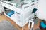 Bunk bed 140 x 190 cm for adults "Easy Premium Line" K24/n, head and footboard straight, solid beech wood, White lacquered, convertible