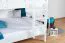 Bunk bed 140 x 190 cm for adults "Easy Premium Line" K24/n, head and footboard straight, solid beech wood, White lacquered, convertible