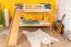 Loft bed with slide 80 x 190 cm, solid beech wood natural lacquered, convertible into two single beds, "Easy Premium Line" K25/n