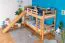 Bunk Bed with Slide 90 x 200 cm | Solid Beech Wood, Natural Lacquered | Converts to Two Single Beds | Easy Premium Line K25/n