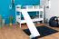 White Bunk Bed with Slide | 80 x 190 cm | Solid Beech Wood | Divides into Two Single Beds | Easy Premium Line K25/n