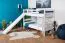 White Bunk Bed with Slide 90 x 190 cm | Solid Beech Wood | Convertible to Two Singles | Easy Premium Line K25/n
