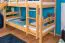Loft bed with slide 80 x 190 cm, solid beech wood natural lacquered, convertible into two single beds, "Easy Premium Line" K26/n