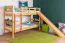 Bunk Bed with Slide 90 x 190 cm | Solid Beech Wood | Convertible to Two Single Beds | Natural Lacquer | Easy Premium Line K27/n