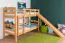 Bunk Bed with Slide 90 x 190 cm | Solid Beech Wood | Convertible to Two Single Beds | Natural Lacquer | Easy Premium Line K27/n