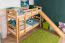 Bunk Bed with Slide 90 x 190 cm | Solid Beech Wood | Convertible to Two Single Beds | Natural Lacquer | Easy Premium Line K27/n