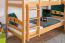 Bunk Bed with Slide 80 x 200 cm | Solid Beech Wood, Natural Lacquer | Convertible to Two Single Beds | Easy Premium Line K27/n