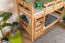 Bunk Bed with Slide 80 x 200 cm | Solid Beech Wood, Natural Lacquer | Convertible to Two Single Beds | Easy Premium Line K27/n
