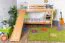 Bunk Bed with Slide 80 x 200 cm | Solid Beech Wood Natural Lacquered | Convertible to Two Single Beds | Easy Premium Line K28/n