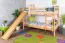 Bunk Bed with Slide 80 x 200 cm | Solid Beech Wood Natural Lacquered | Convertible to Two Single Beds | Easy Premium Line K28/n