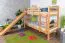 Bunk Bed with Slide 80 x 200 cm | Solid Beech Wood Natural Lacquered | Convertible to Two Single Beds | Easy Premium Line K28/n