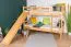 Bunk Bed with Slide 90 x 200 cm | Solid Beech Wood Natural Lacquered | Converts to Two Single Beds | Easy Premium Line K28/n