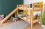 Bunk bed with slide 90 x 200 cm, solid beech wood natural lacquered, convertible into two single beds, "Easy Premium Line" K28/n