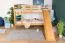Bunk Bed with Slide 90 x 190 cm | Solid Beech Wood | Natural Lacquered | Converts to Two Single Beds | Easy Premium Line K29/n