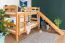 Bunk Bed with Slide 90 x 190 cm | Solid Beech Wood | Natural Lacquered | Converts to Two Single Beds | Easy Premium Line K29/n