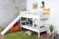 White Loft Bed with Slide 80 x 190 cm | Solid Beech Wood | Divisible to Two Single Beds | Easy Premium Line K29/n