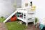 White Loft Bed with Slide 80 x 190 cm | Solid Beech Wood | Divisible to Two Single Beds | Easy Premium Line K29/n