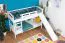 White Bunk Bed with Slide 90 x 200 cm | Solid Beech Wood | Converts to 2 Single Beds | Easy Premium Line K29/n