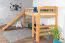 Loft Bed with Slide 80 x 190 cm | Solid Beech Wood | Natural Lacquered | Convertible to Single Bed | Easy Premium Line K30/n
