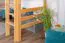 Loft Bed with Slide 80 x 190 cm | Solid Beech Wood | Natural Lacquered | Convertible to Single Bed | Easy Premium Line K30/n