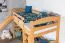 Loft Bed with Slide 80 x 190 cm | Solid Beech Wood | Natural Lacquered | Convertible to Single Bed | Easy Premium Line K30/n