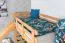 Loft Bed with Slide 80 x 190 cm | Solid Beech Wood | Natural Lacquered | Convertible to Single Bed | Easy Premium Line K30/n