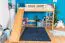 Loft Bed with Slide 80 x 200 cm | Solid Beech Wood Natural Lacquer | Convertible to Single Bed | Easy Premium Line K30/n