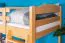 Loft Bed with Slide 80 x 200 cm | Solid Beech Wood Natural Lacquer | Convertible to Single Bed | Easy Premium Line K30/n