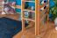 Loft bed with slide 80 x 200 cm, solid beech wood natural lacquered, convertible into a single bed, "Easy Premium Line" K30/n