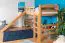 Loft Bed with Slide 80 x 200 cm | Solid Beech Wood Natural Lacquer | Convertible to Single Bed | Easy Premium Line K30/n