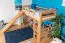 Loft Bed with Slide 80 x 200 cm | Solid Beech Wood Natural Lacquer | Convertible to Single Bed | Easy Premium Line K30/n