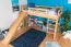 Loft Bed with Slide 80 x 200 cm | Solid Beech Wood Natural Lacquer | Convertible to Single Bed | Easy Premium Line K30/n