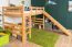 Large loft bed with slide 140 x 200 cm, solid beech wood natural lacquered, convertible into a single bed, "Easy Premium Line" K31/n