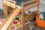 Large Loft Bed with Slide 160 x 200 cm | Solid Beech Wood | Natural Lacquer | Convertible to Single Bed | Easy Premium Line K31/n