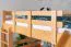 Large Loft Bed with Slide 160 x 200 cm | Solid Beech Wood | Natural Lacquer | Convertible to Single Bed | Easy Premium Line K31/n
