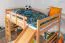 Large Loft Bed with Slide 160 x 200 cm | Solid Beech Wood | Natural Lacquer | Convertible to Single Bed | Easy Premium Line K31/n
