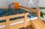Large Loft Bed with Slide 160 x 200 cm | Solid Beech Wood | Natural Lacquer | Convertible to Single Bed | Easy Premium Line K31/n