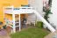 Large White Loft Bed with Slide 120 x 190 cm | Solid Beech Wood | Convertible | Easy Premium Line K31/n