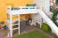 Large White Loft Bed with Slide 120 x 190 cm | Solid Beech Wood | Convertible | Easy Premium Line K31/n