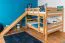 Large Bunk Bed with Slide 140 x 190 cm | Solid Beech Wood | Natural Lacquered | Convertible to Two Single Beds | Easy Premium Line K32/n