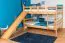 Large Bunk Bed with Slide 140 x 190 cm | Solid Beech Wood | Natural Lacquered | Convertible to Two Single Beds | Easy Premium Line K32/n