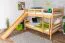Large Bunk Bed with Slide 160 x 190 cm | Solid Beech Wood | Natural Lacquered | Converts to Two Single Beds | Easy Premium Line K32/n