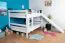 Large white bunk bed with slide 140 x 190 cm, solid beech wood White lacquered, convertible into two single beds, "Easy Premium Line" K32/n
