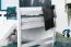 Large white bunk bed with slide 140 x 200 cm, solid beech wood White lacquered, convertible into two single beds, "Easy Premium Line" K32/n