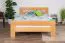 Double bed "Easy Premium Line" K6 in extra length, 140 x 220 cm solid beech wood nature