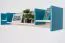 Children's Wall Shelf Aalst 27 | Oak/White/Blue | 25 x 125 x 24 cm | Modern Suspended Rack for Kids' Room