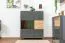 Display Case Vaitele 22 | Anthracite High Gloss & Walnut | 117 x 92 x 40 cm | LED Lighting