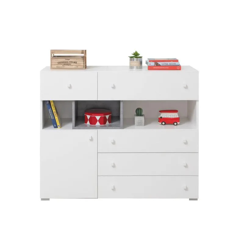 Children's Chest of Drawers Lede 12 | Grey/White | 90 x 110 x 40 cm | Modern Storage Solution