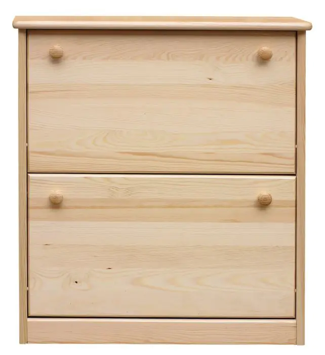 Shoe cabinet solid, natural pine wood Junco 214 - Dimensions 80 x 72 x 30 cm